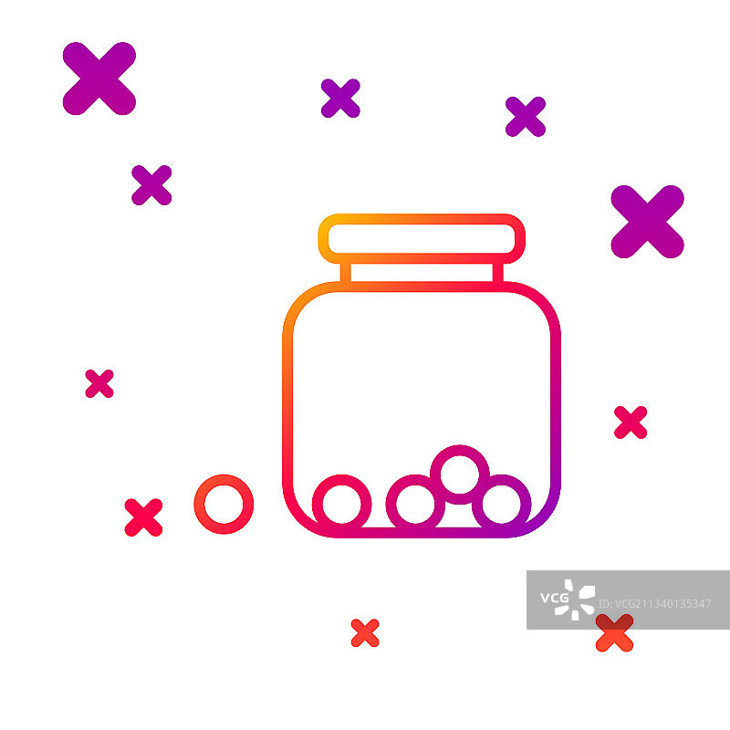 彩色线条装满糖果的玻璃罐图标图片素材