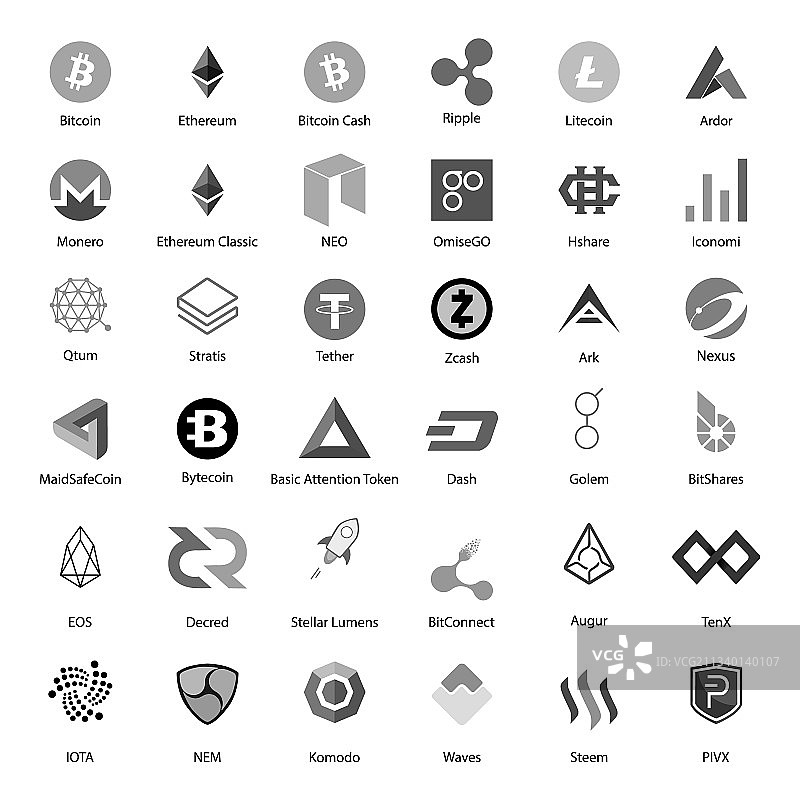 加密货币区块链扁平风格合集图片素材