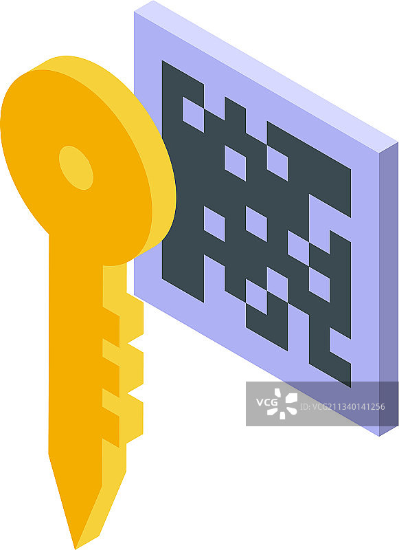 加密密钥图标等距风格图片素材