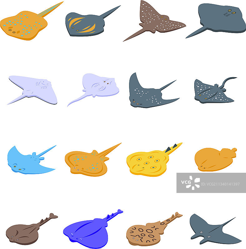 黄貂鱼图标等距风格图片素材