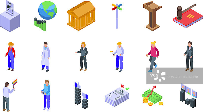 民主图标等距风格图片素材