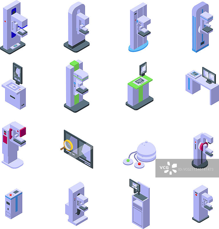 乳房X光机图标合集2.5D风格图片素材