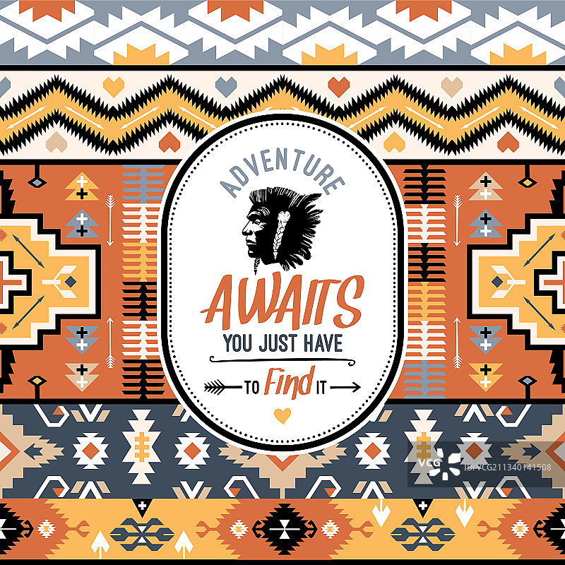 色彩鲜艳的阿兹特克无缝图案图片素材