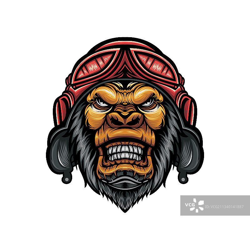 戴头盔的大猩猩头像设计图片素材