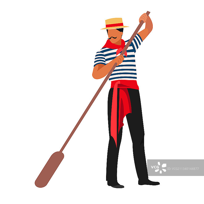 意大利威尼斯传统贡多拉船夫图片素材