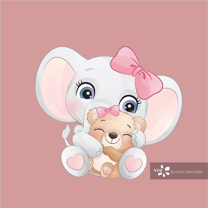 可爱的大象插画设计图片素材