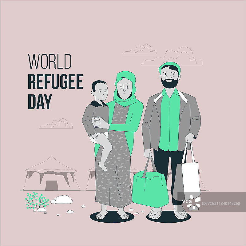 世界难民日插画图片素材