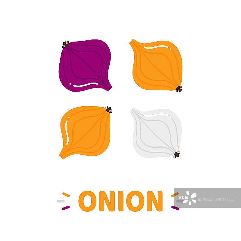红色黄色白色洋葱图标合集图片素材