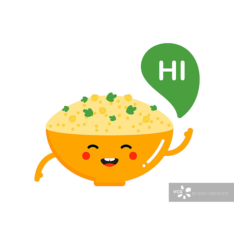 鹰嘴豆泥碗卡通人物打招呼图片素材