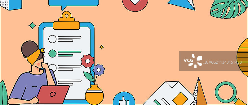 邀请好友进行问卷调查扁平矢量概念运营插画图片素材