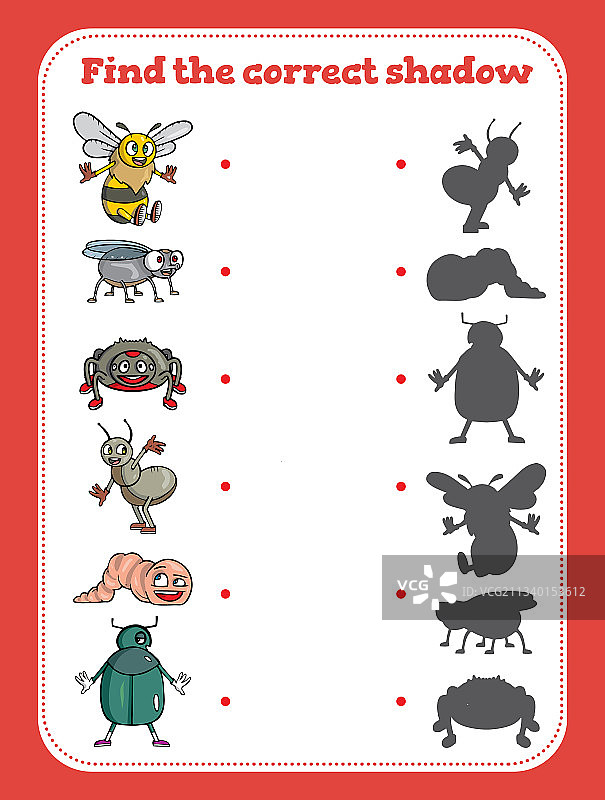 寻找正确的影子：儿童教育游戏图片素材