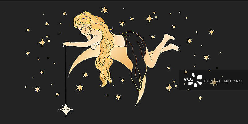 星空女性占星艺术图片素材