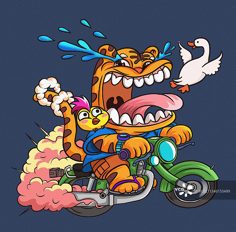 国潮风2022年虎年卡通潮流时尚潮牌可爱新年海报宣传插画图片素材