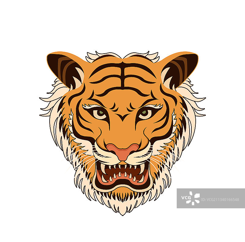 动物老虎咆哮插画图片素材