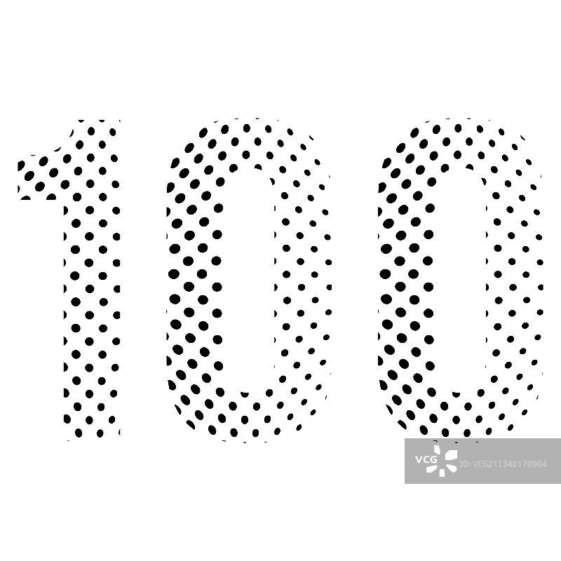 半色调点状数字100图片素材
