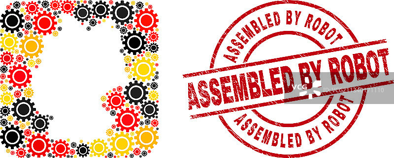 组装机器人粗糙水印和德语图片素材