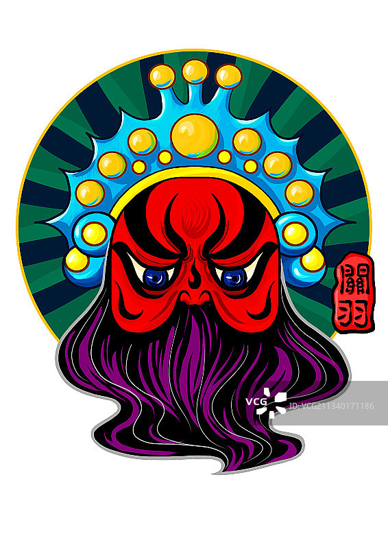 国风潮脸谱关羽图片素材