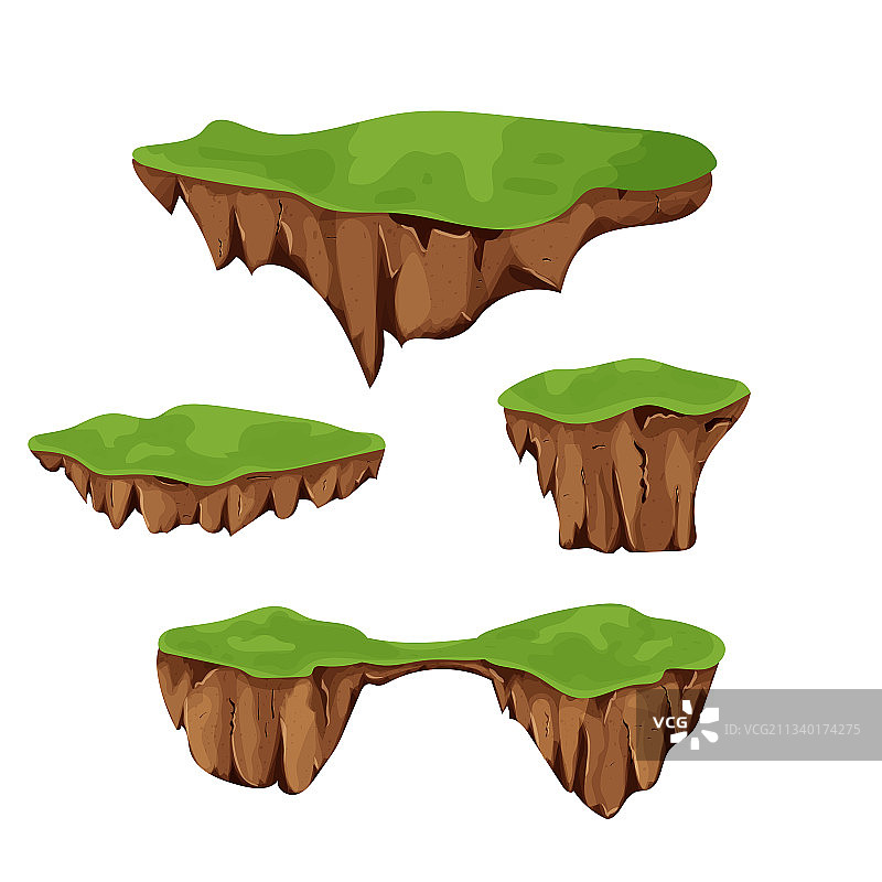 带地面和草地的飞行岛屿图片素材