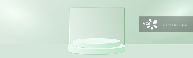 带圆形讲台的绿色背景工作室图片素材