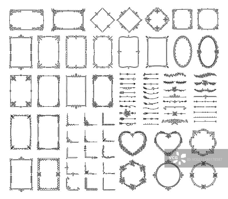 复古花卉边框装饰元素图片素材