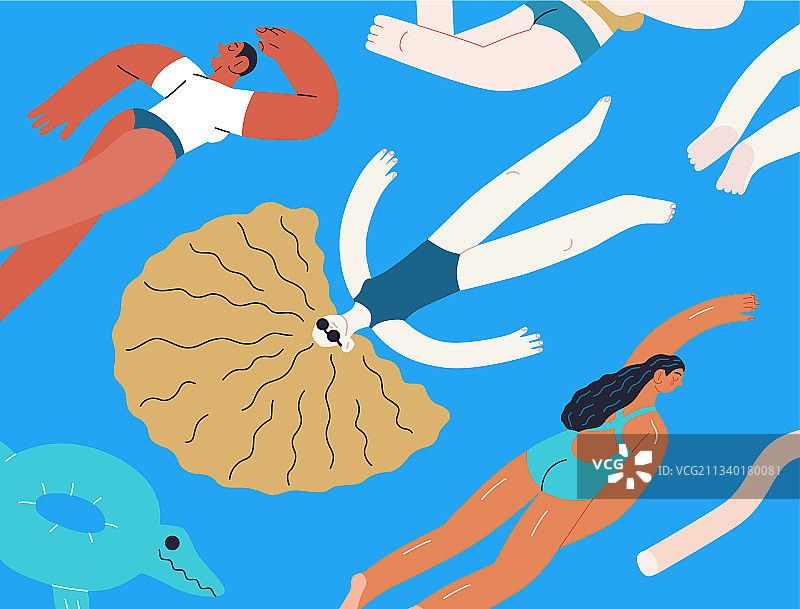 现代扁平风格海滩度假村活动图片素材