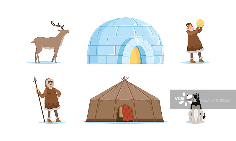 身着传统服装的爱斯基摩人图片素材