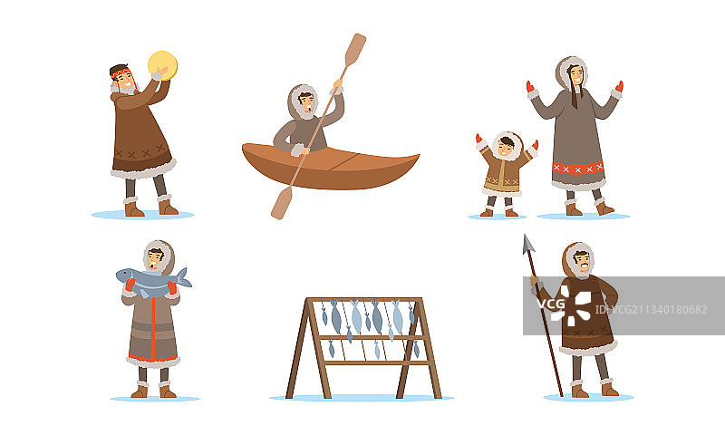 身着传统服装的爱斯基摩人图片素材