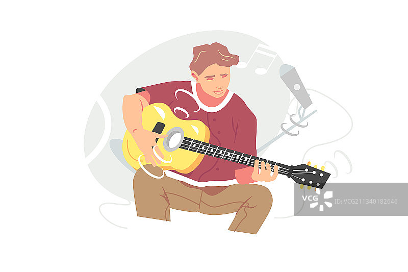 弹吉他的年轻音乐家图片素材