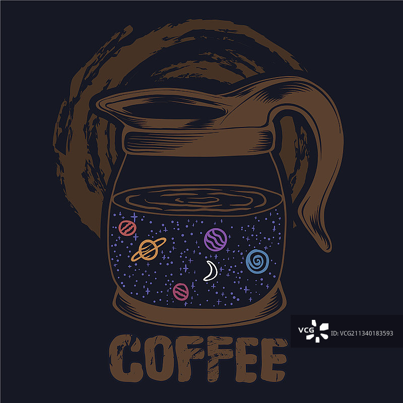 星系咖啡壶图片素材