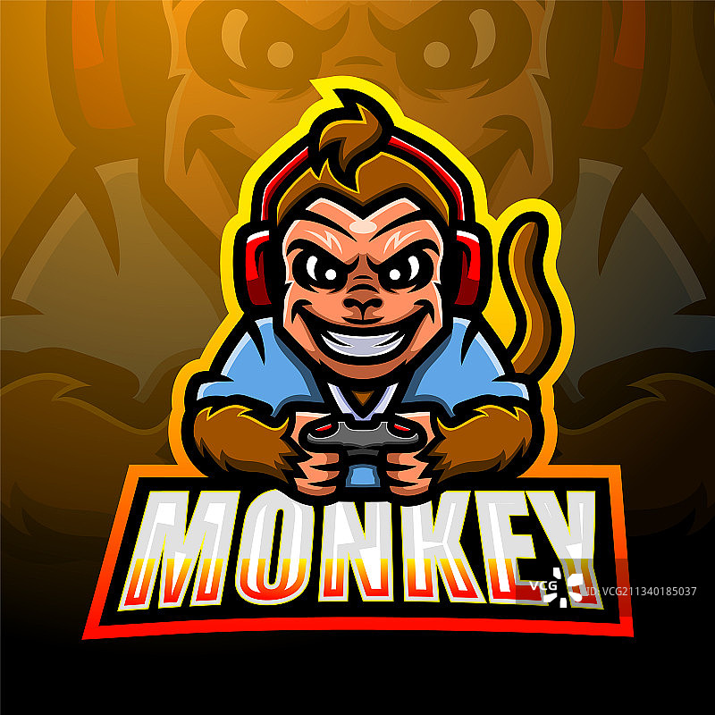 猴子吉祥物电竞Logo设计图片素材