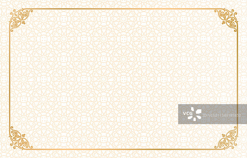 伊斯兰金色矩形几何图案框架图片素材