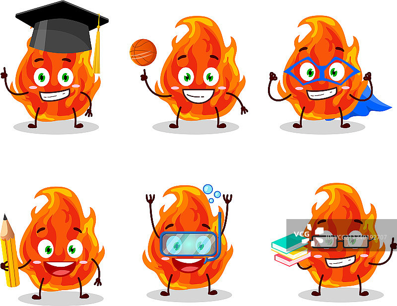 卡通学生与火焰图片素材