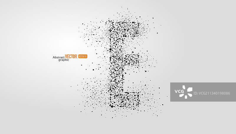 灰色背景上粒子点组合的大写字母E，抽象矢量英文字体素材图片素材