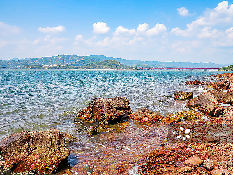 日本静冈滨名湖，夏日自然风光宜人图片素材
