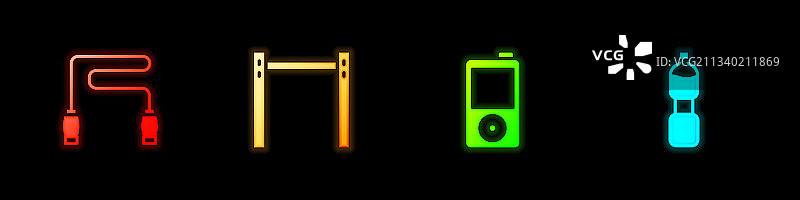 跳绳、单杠和音乐播放器等运动器材图片素材