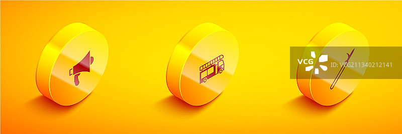 2.5D扩音器消防车和金属钉套装图片素材