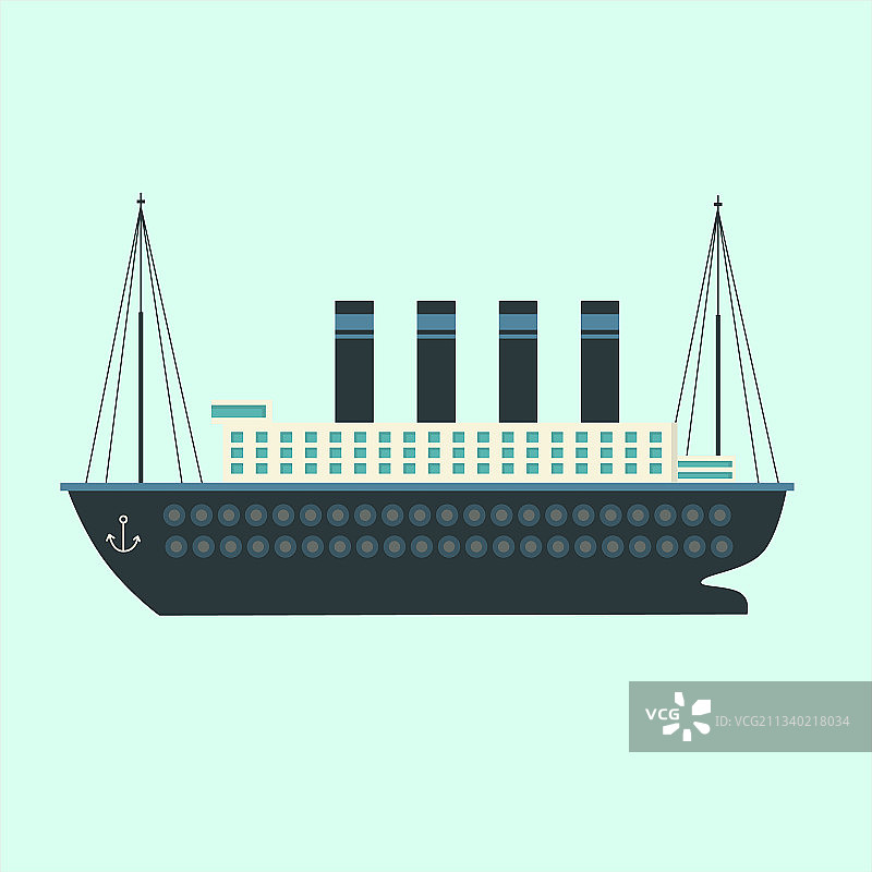 扁平化风格的船只设计图片素材