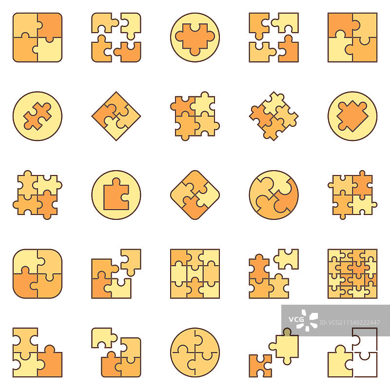 彩色拼图游戏图标集图片素材