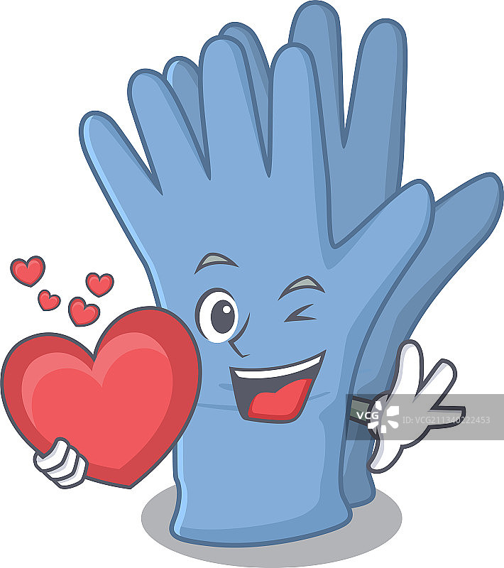手捧爱心的可爱医用手套卡通图片素材