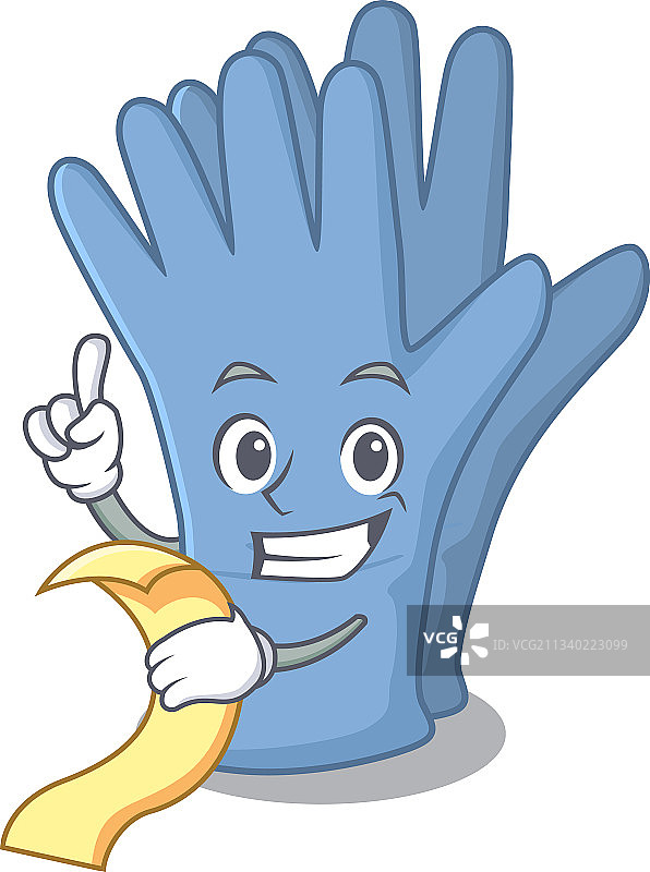 手持菜单的医用手套吉祥物图片素材