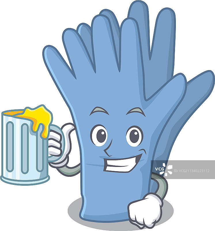 卡通医用手套与一杯啤酒图片素材