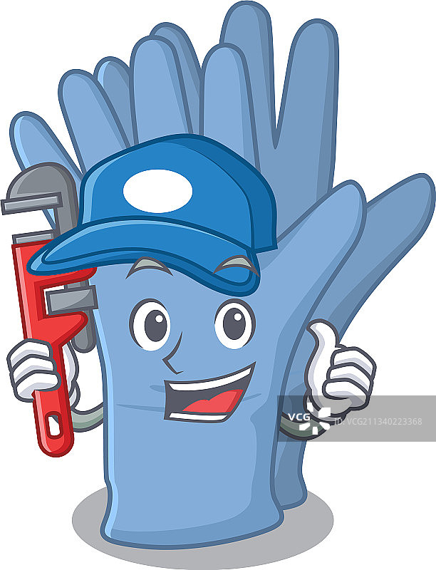 戴医用手套的卡通水管工图片素材