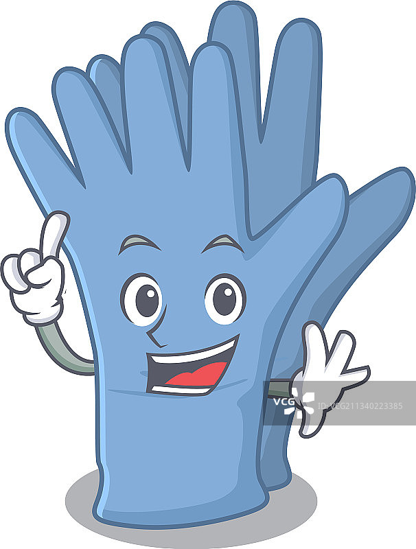 带有一指手势的医用手套漫画图片素材