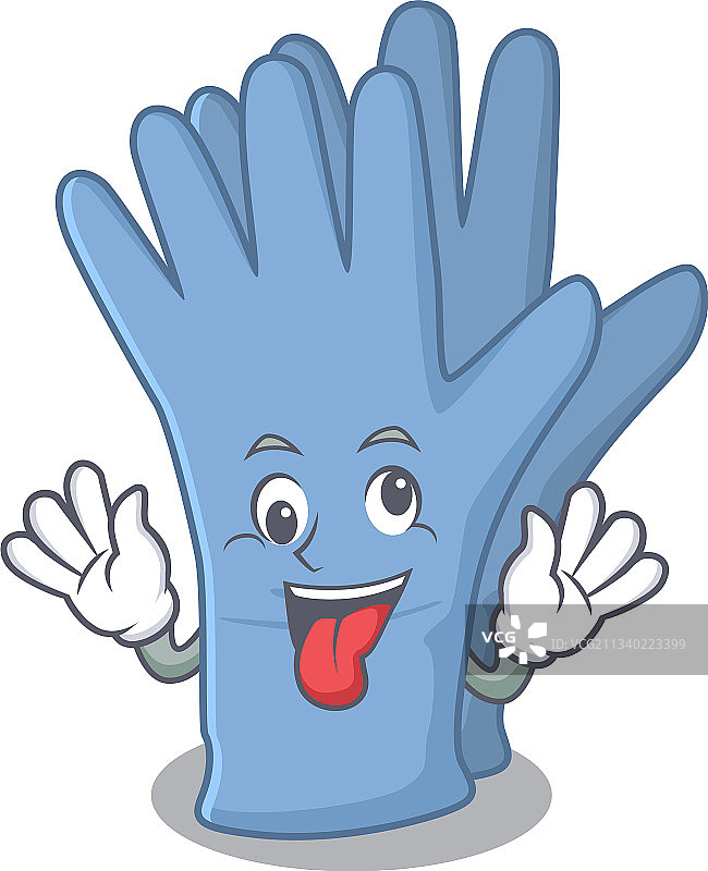 滑稽疯狂表情的医用手套吉祥物图片素材