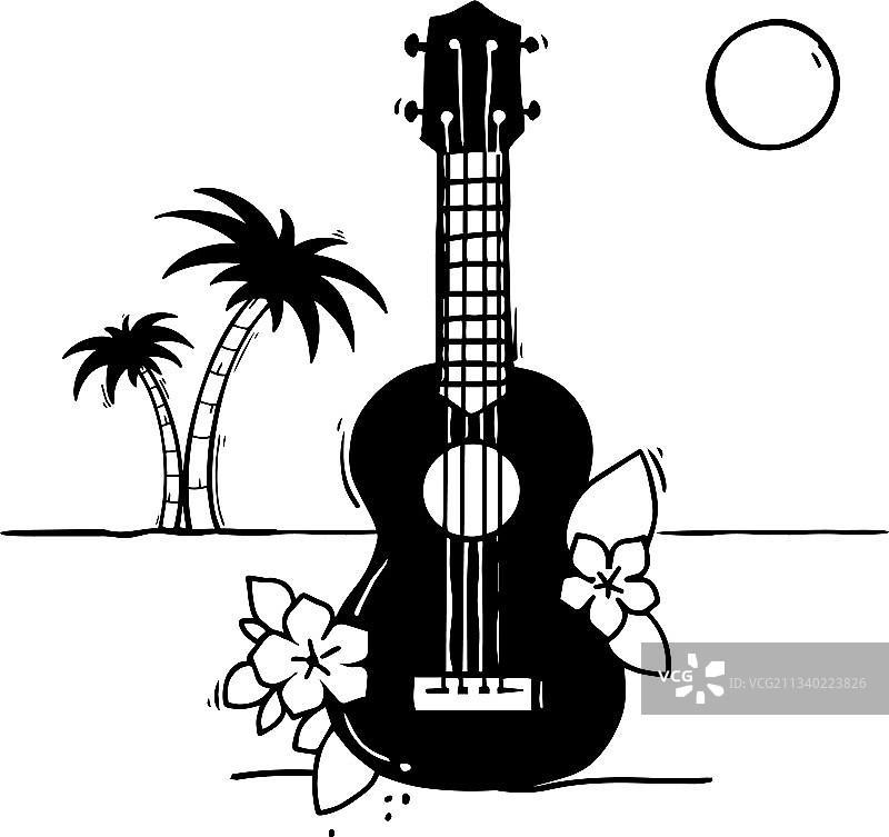 夏威夷棕榈花乌克丽丽艺术图片素材