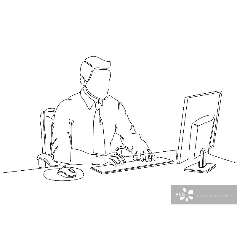 商务人士工作连续线条画图片素材
