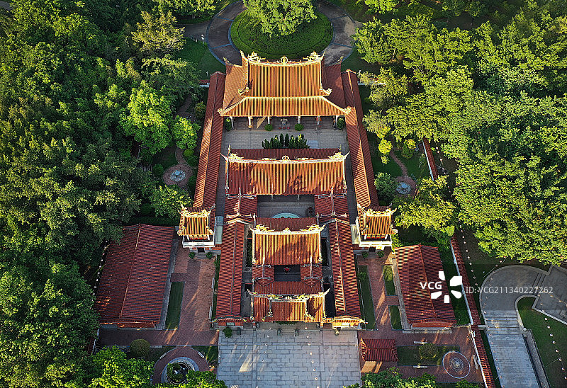 广东省惠州市惠阳区半岛体育公园三太子宫航拍图片素材