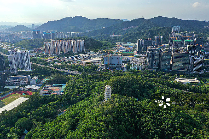 广东省深圳市福田区深圳国际园林花卉博览园航拍图片素材