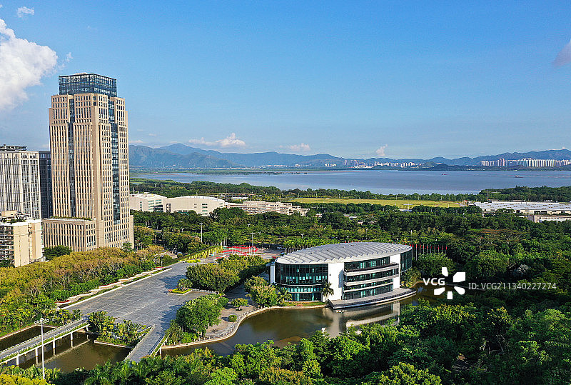 广东省深圳市福田区深圳国际园林花卉博览园航拍图片素材