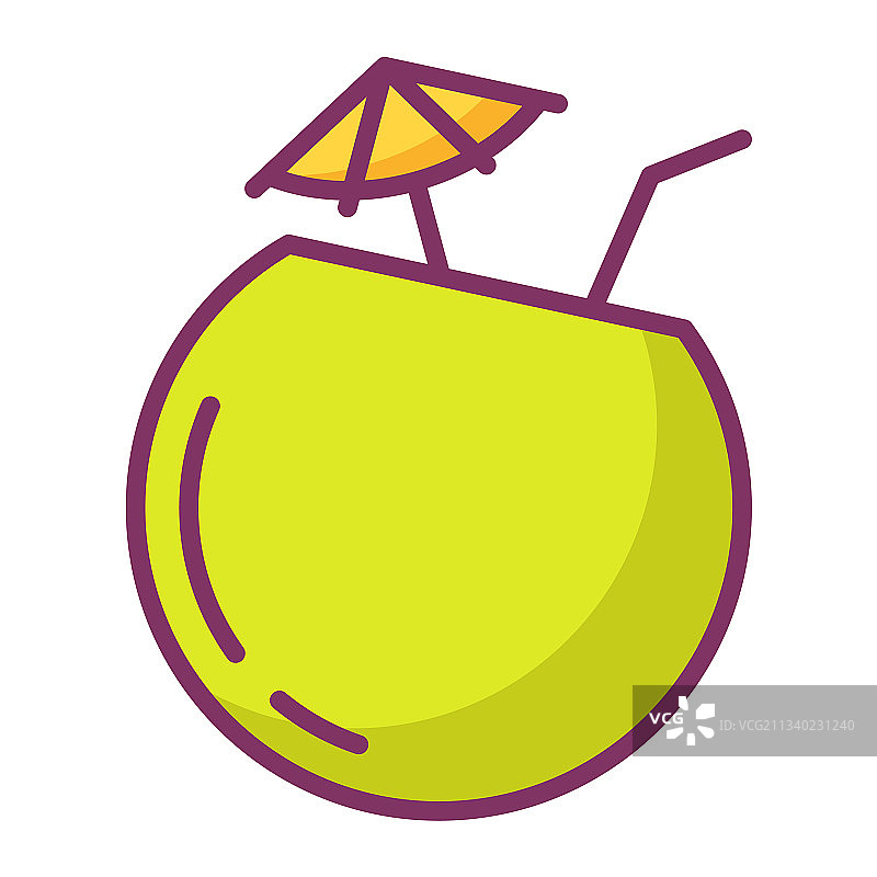 椰子海滩饮品独立图标图片素材